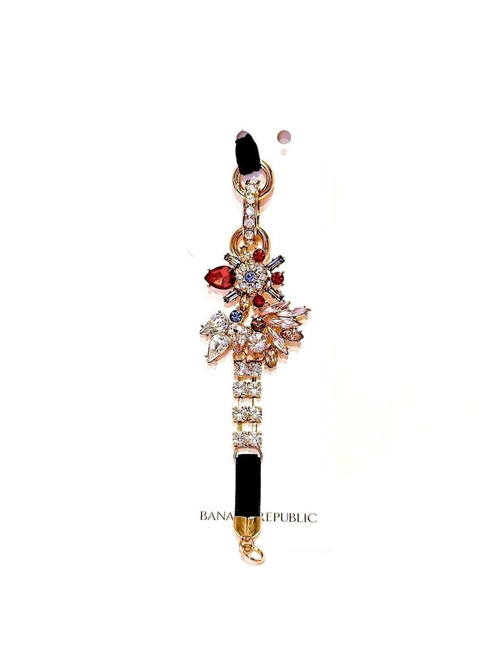 BANANA REPUBLIC Gold Crystal Starburst Bracelet Black Red